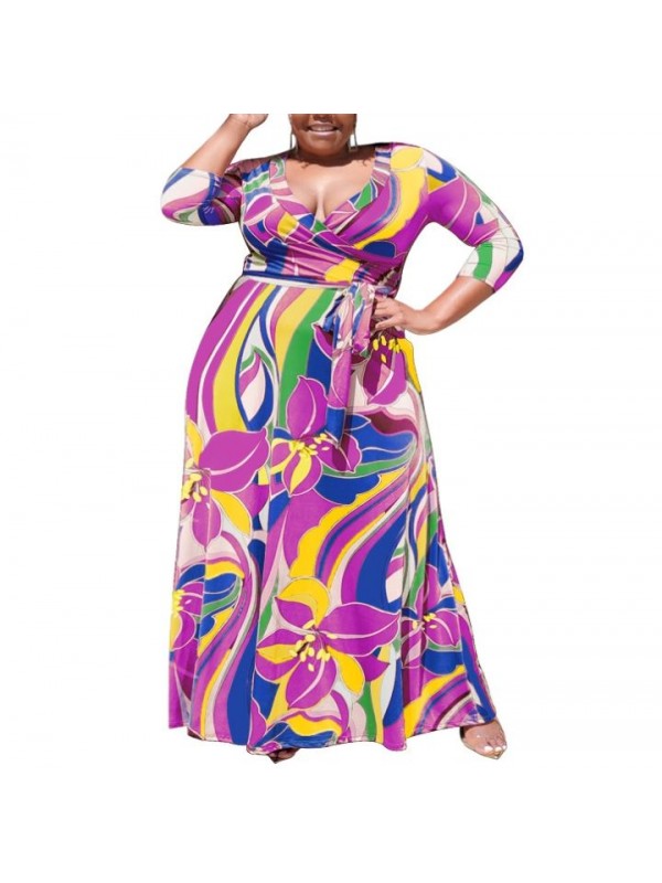 Vestito Donna Fantasia Floreale Taglie Grandi Woman Oversize Dress OS120013H